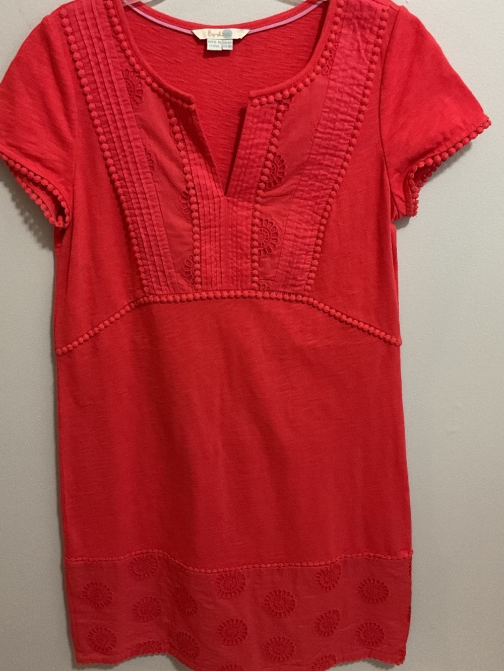 Boden Clio Broderie SS Midi Dress with h Eyelet Trim, Cap Sleeves, 4R